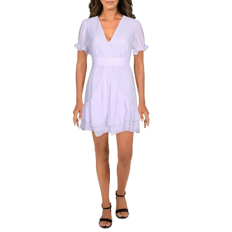 Women's Comfortable Lounge Outfit Endless Rose Womens Ruffled Ruched Mini Dress