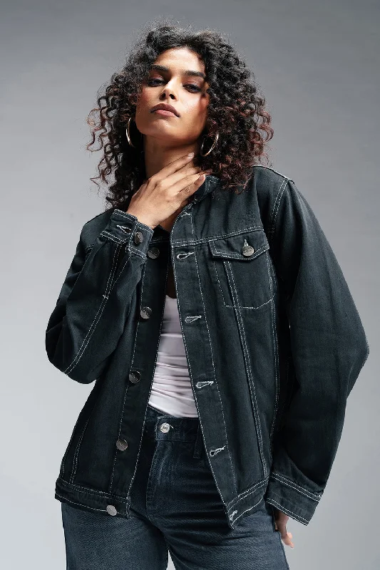 Women's Tailored Outfit Darkwave Denim Trucker Jacket