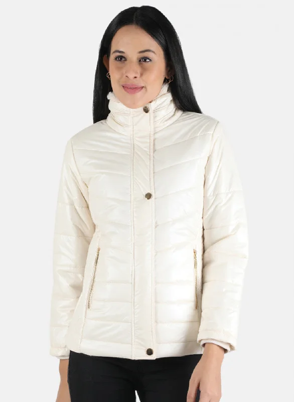 Comfortable Outfit For Women Women Off White Solid Jacket