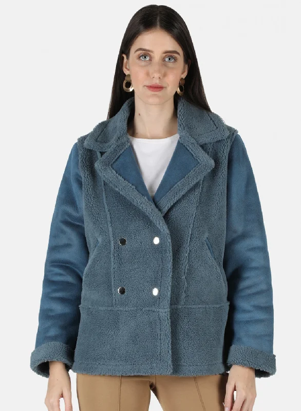 Women's Casual Attire Women Blue Solid Jacket