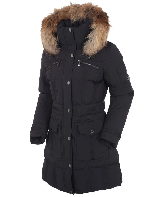 Women's Fashionable Attire For Work Women's Tanya Quilted 3/4 Coat With Removable Faux Fur Ruff