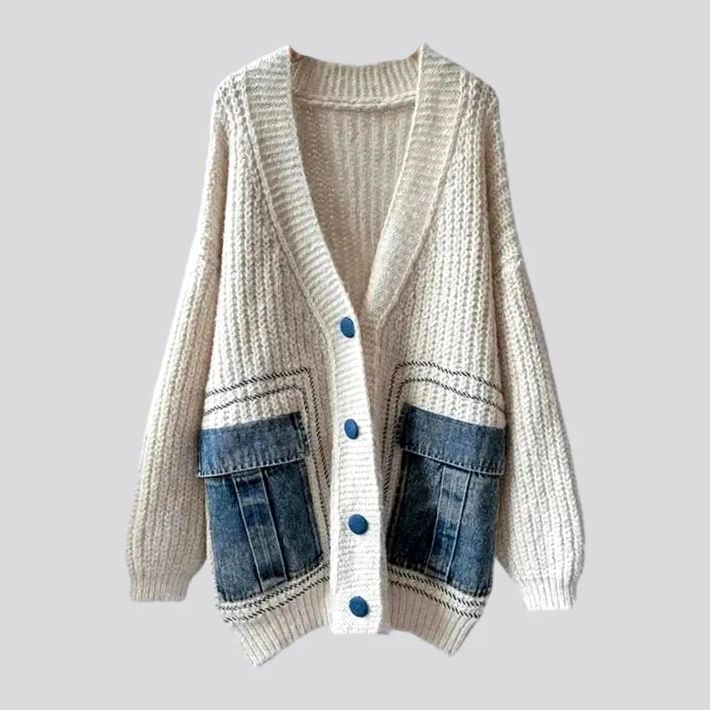 Women's Professional Outfit Light mixed-style oversized women's jean cardigan